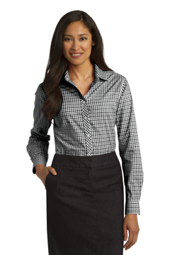 Picture of Port Authority Ladies Long Sleeve Gingham Easy Care Shirt. L654