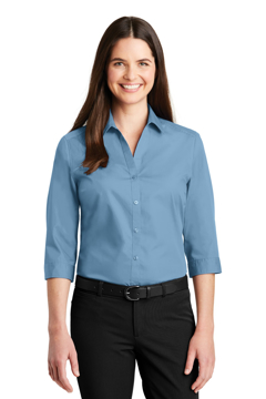Picture of Port Authority Ladies 3/4-Sleeve Carefree Poplin Shirt. LW102