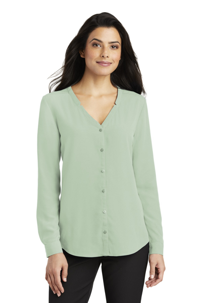 Picture of Port Authority Ladies Long Sleeve Button-Front Blouse. LW700