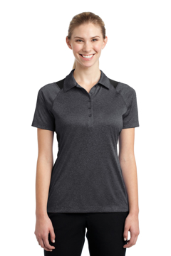 Picture of Sport-Tek Ladies Heather Colorblock Contender Polo. LST665